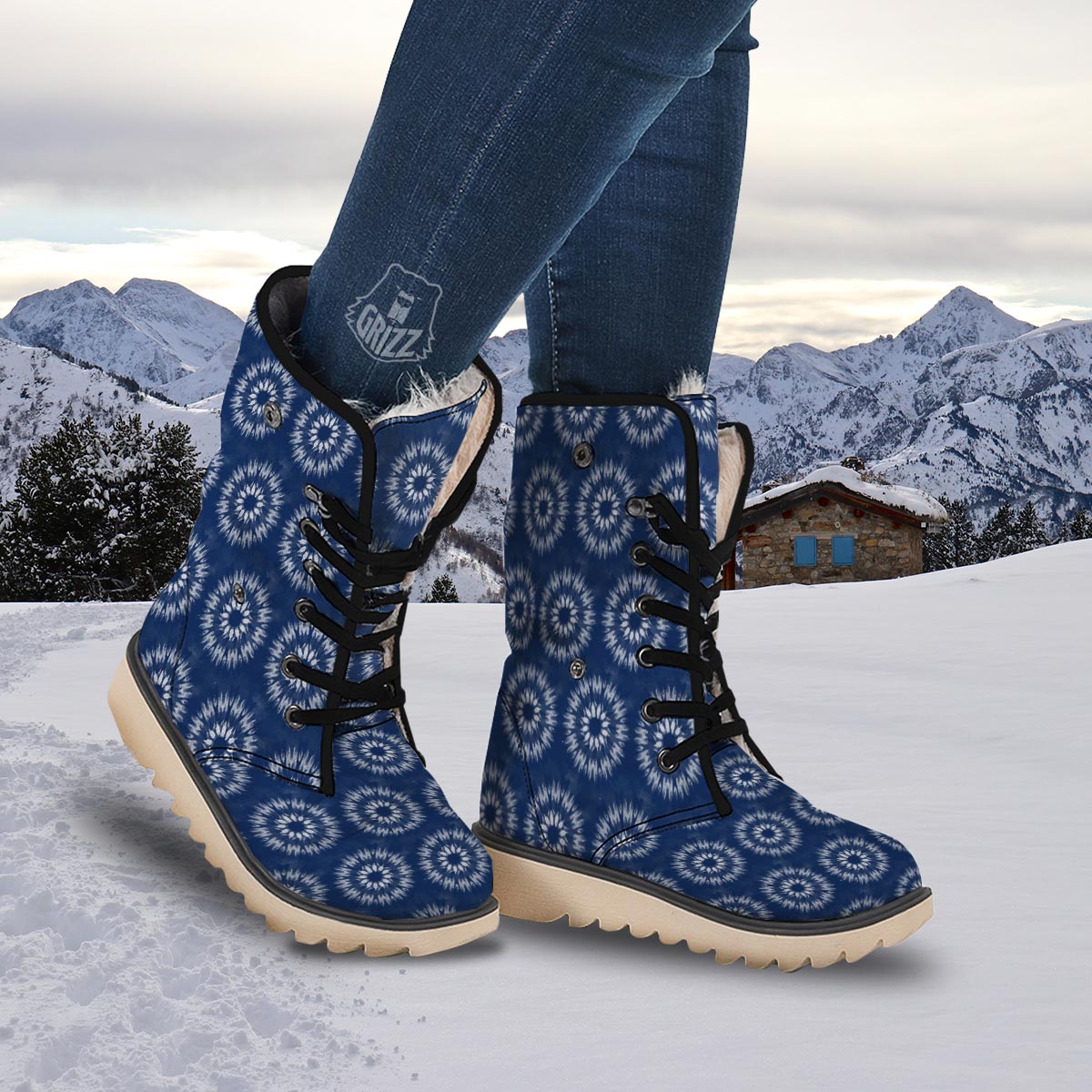 Shibori Print Pattern Snow Boots-grizzshop