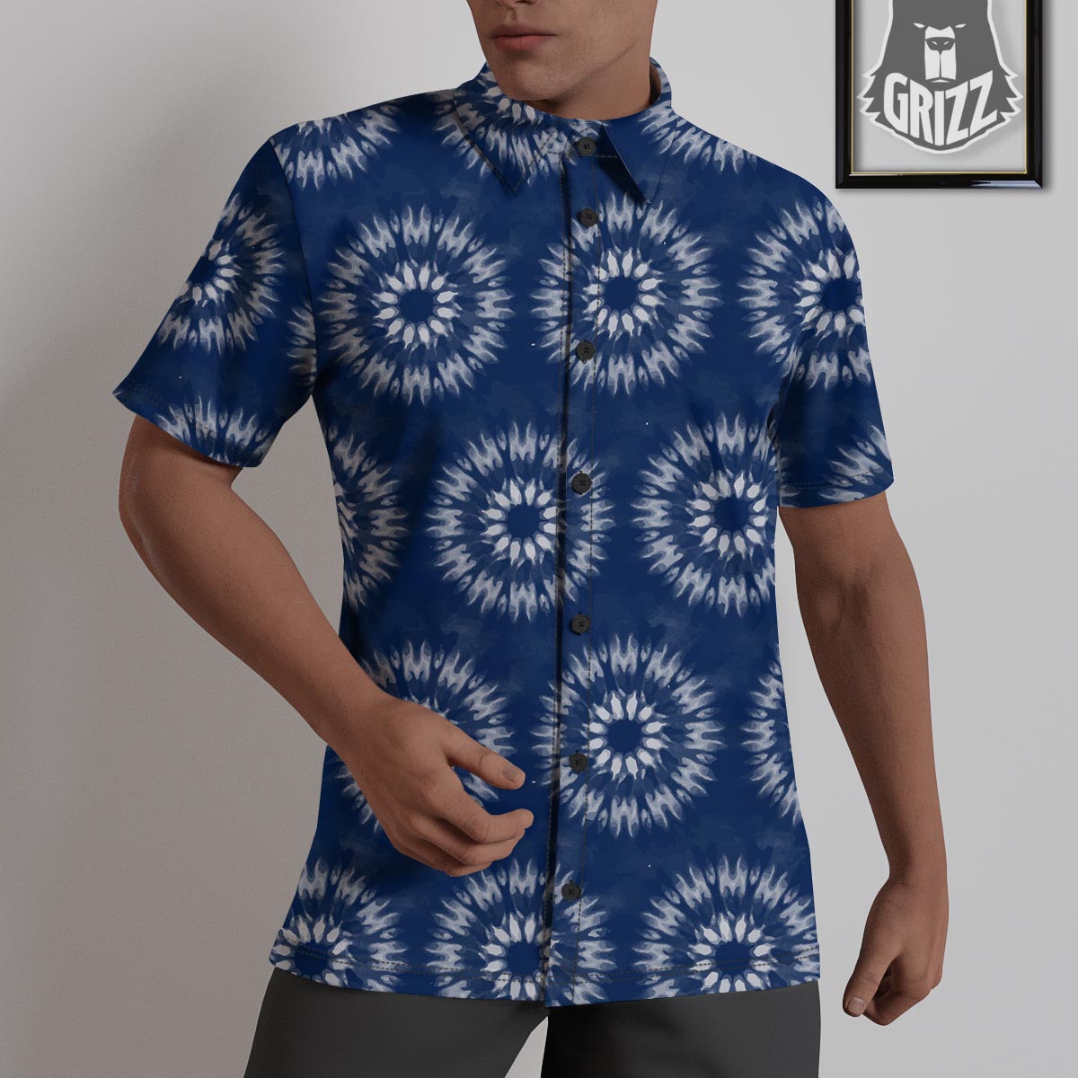 Shibori Print Pattern Untucked Shirts-grizzshop