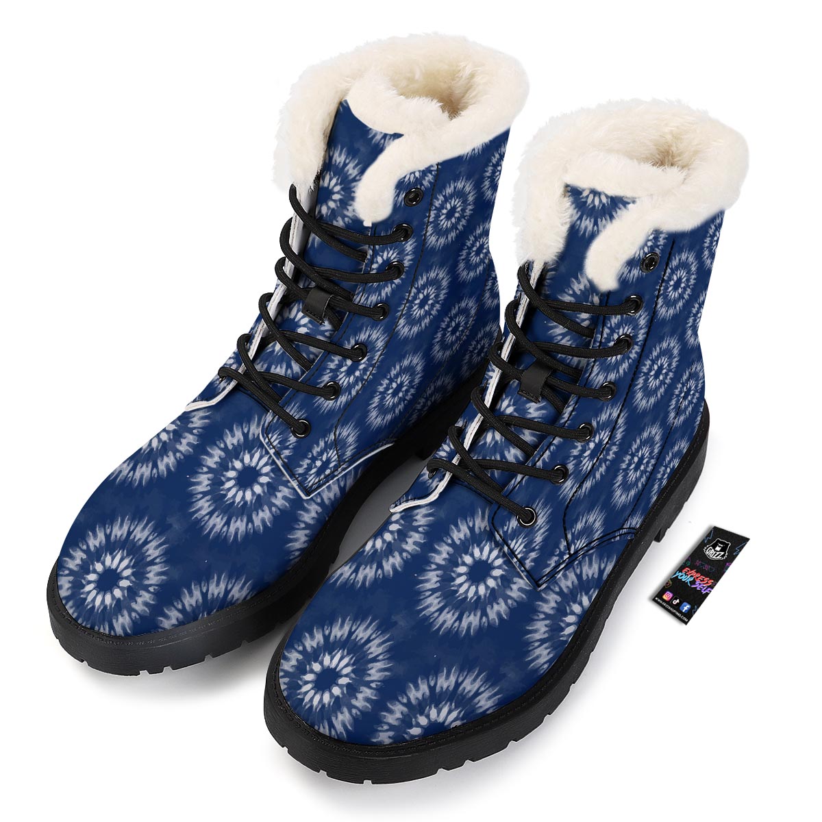 Shibori Print Pattern Winter Boots-grizzshop
