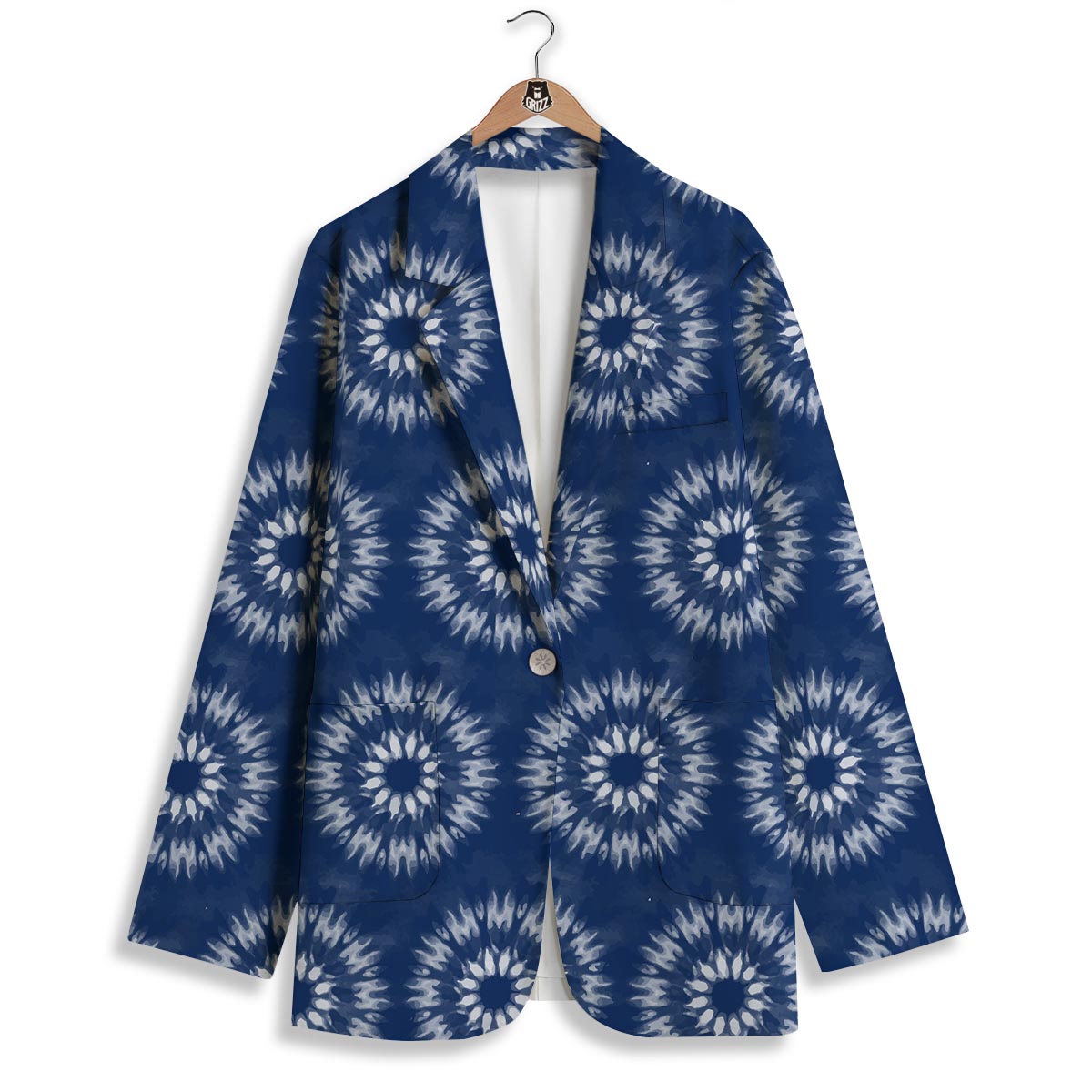 Shibori Print Pattern Women's Blazer-grizzshop
