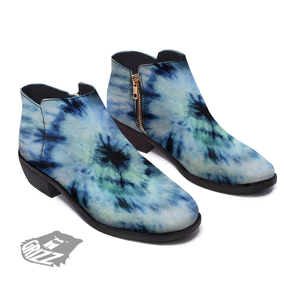 Shibori Tie Dye Print Ankle Boots-grizzshop