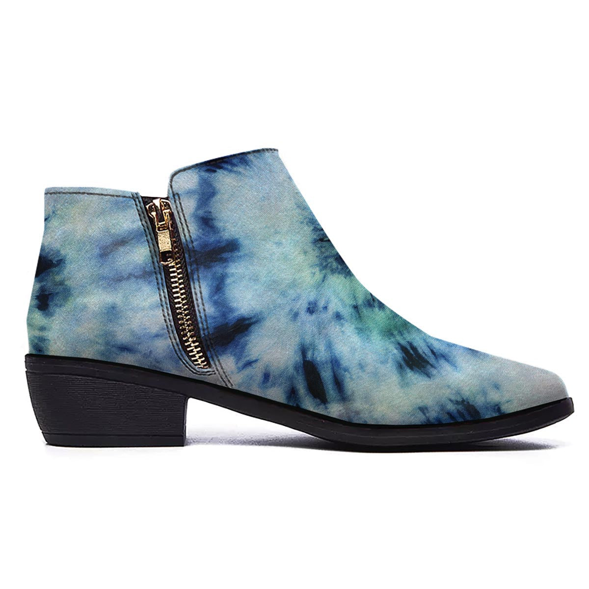 Shibori Tie Dye Print Ankle Boots-grizzshop