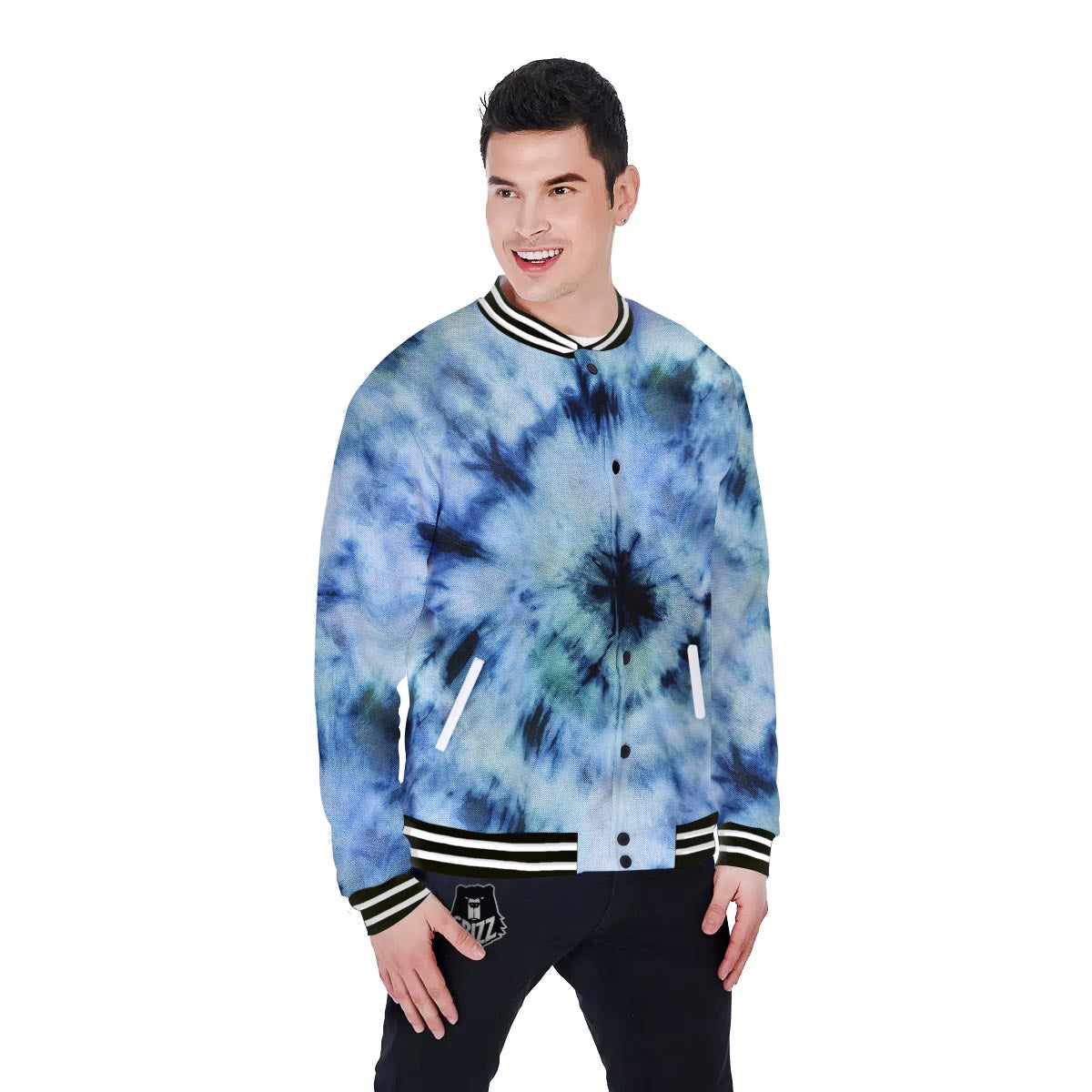 Shibori Tie Dye Print Baseball Jacket-grizzshop