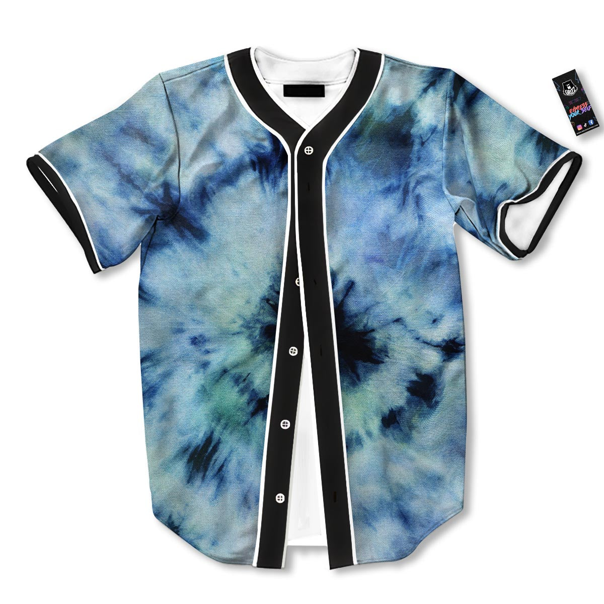 Shibori Tie Dye Print Baseball Jersey-grizzshop