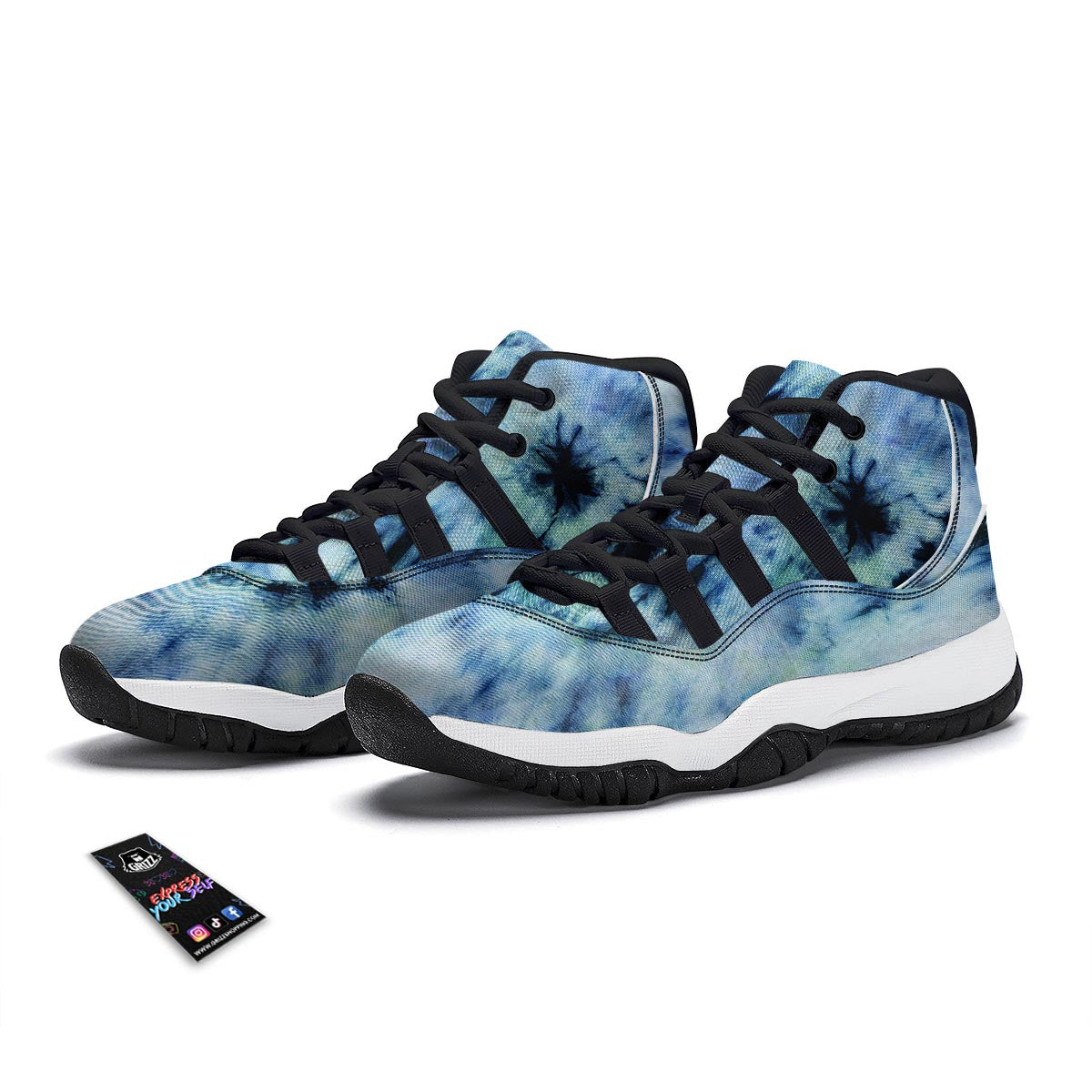 Shibori Tie Dye Print Black Bball Shoes-grizzshop