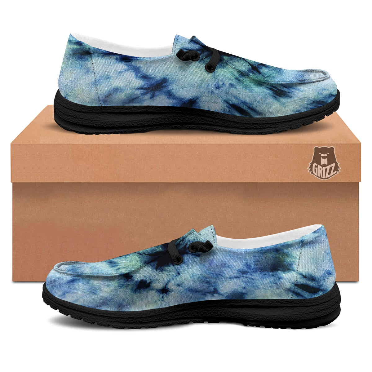 Shibori Tie Dye Print Black Loafers-grizzshop