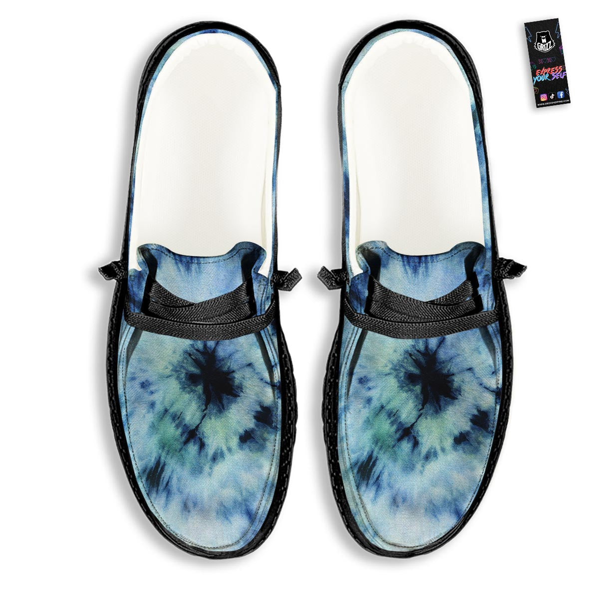 Shibori Tie Dye Print Black Loafers-grizzshop
