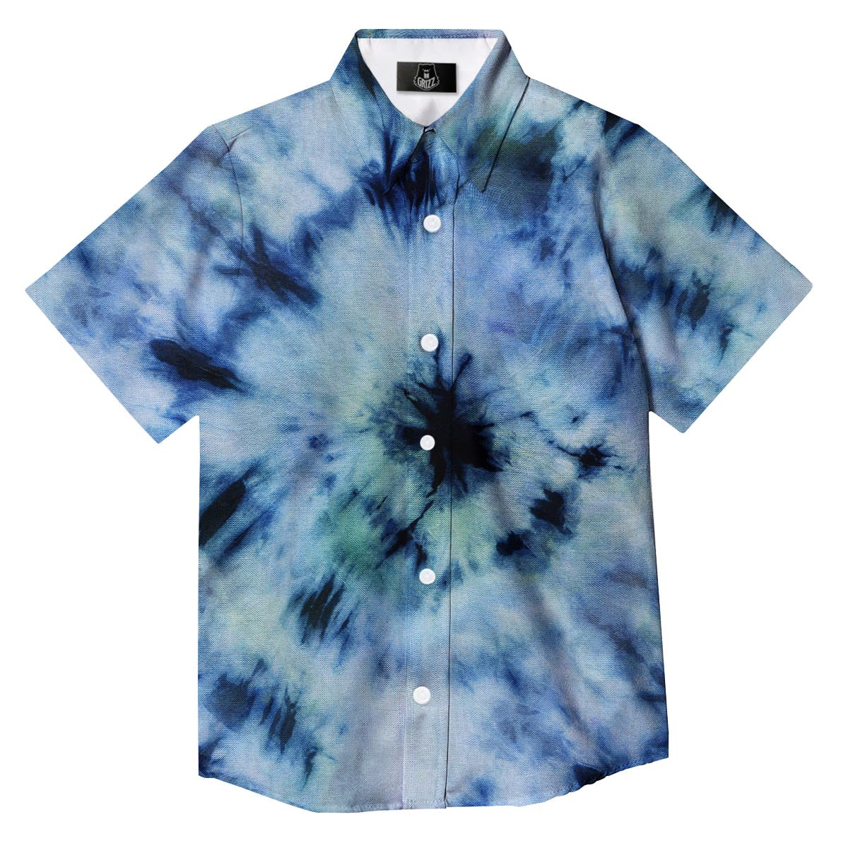 Shibori Tie Dye Print Button Up Shirt-grizzshop