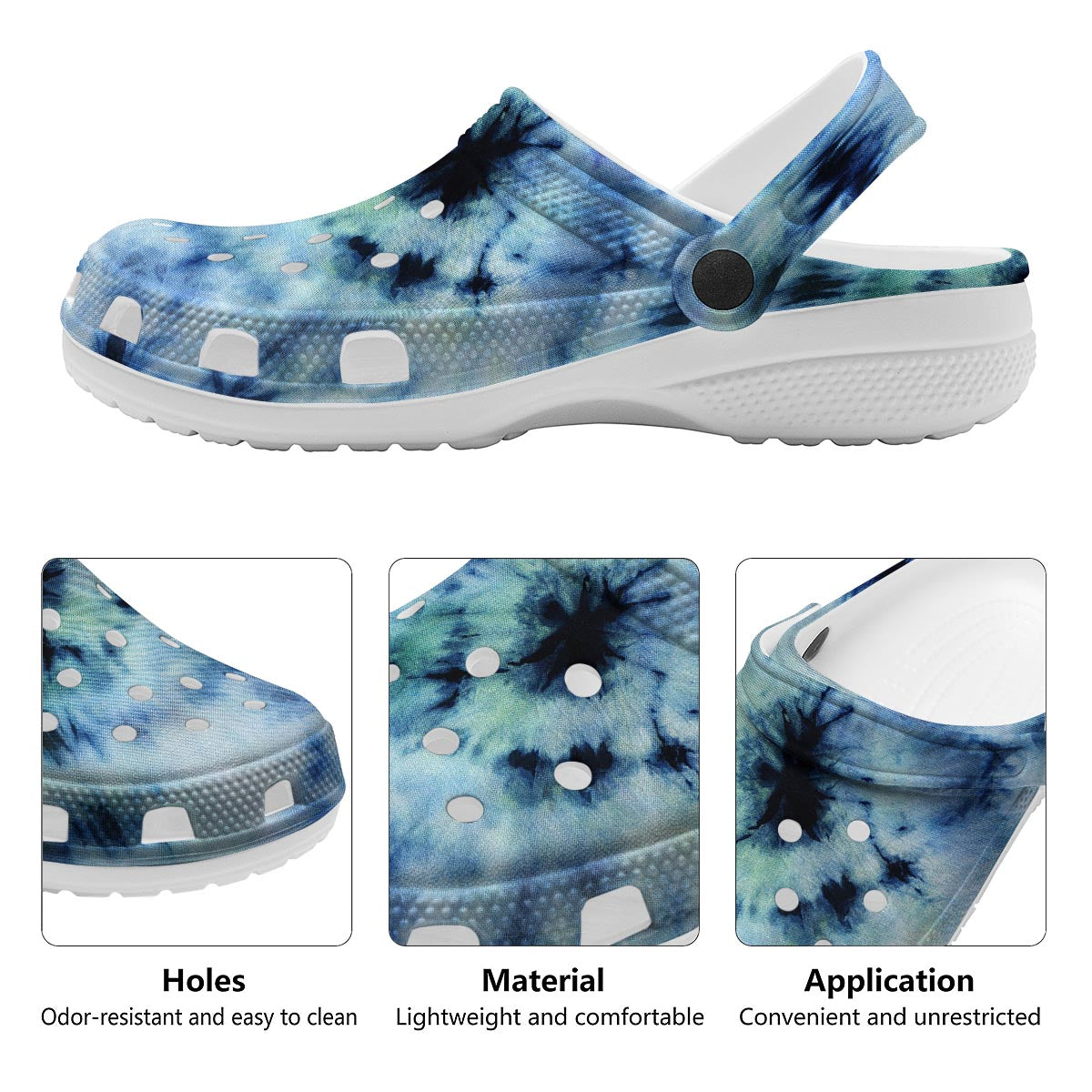 Shibori Tie Dye Print Clog-grizzshop