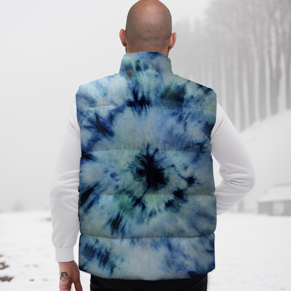 Shibori Tie Dye Print Down Vest