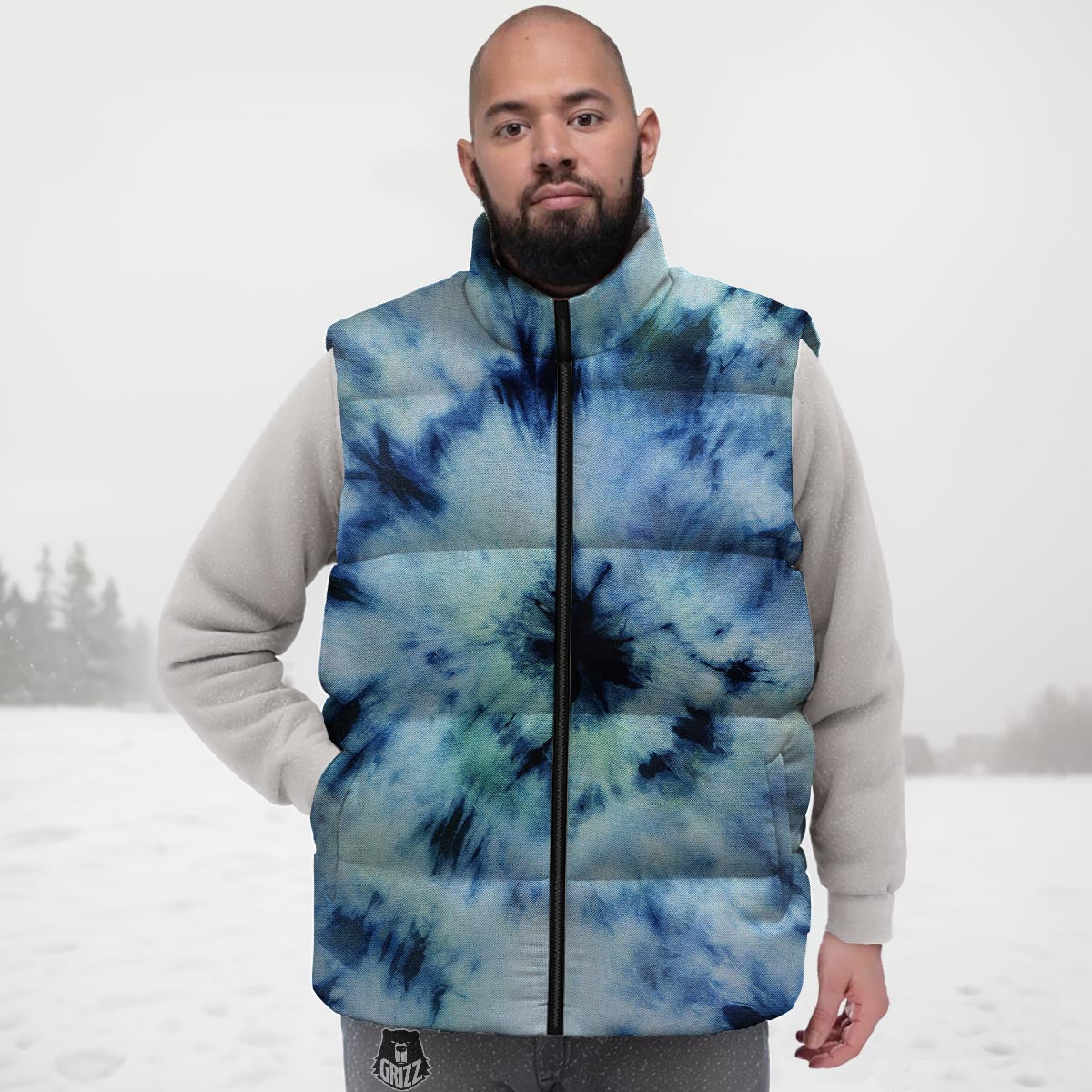 Shibori Tie Dye Print Down Vest