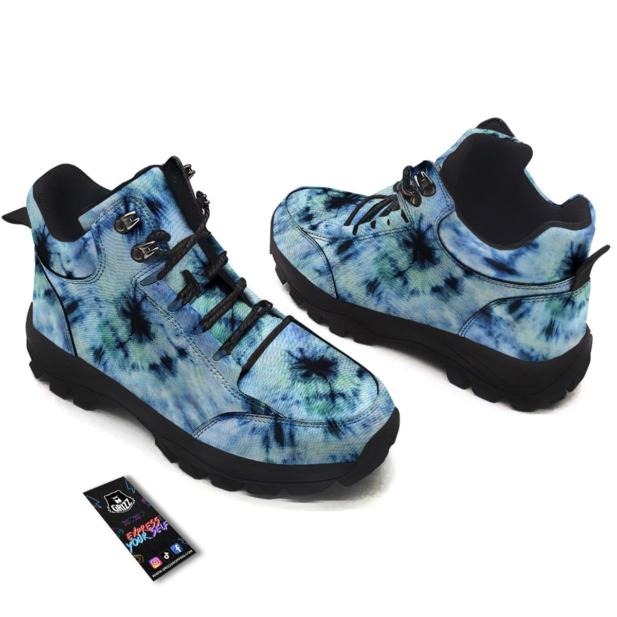 Shibori Tie Dye Print Hiking Shoes-grizzshop