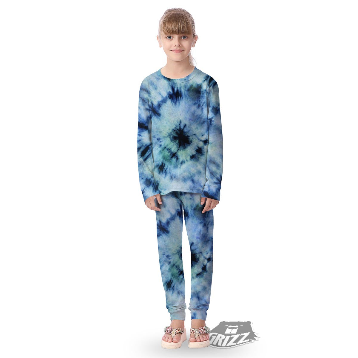 Shibori Tie Dye Print Kid's Pajamas-grizzshop