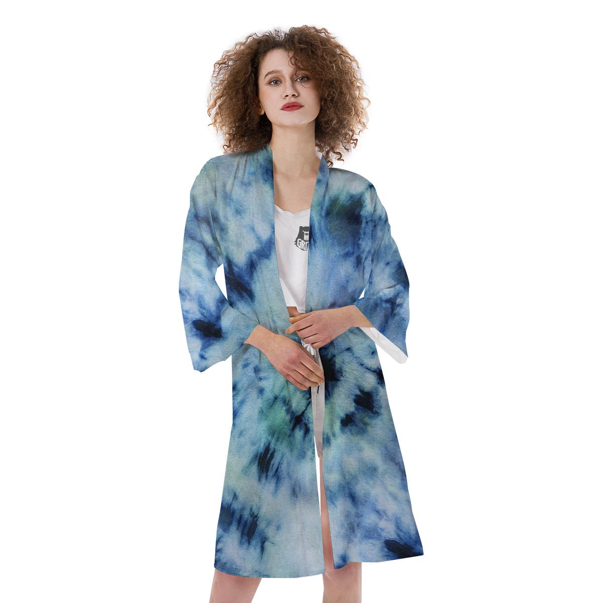 Shibori Tie Dye Print Kimono-grizzshop