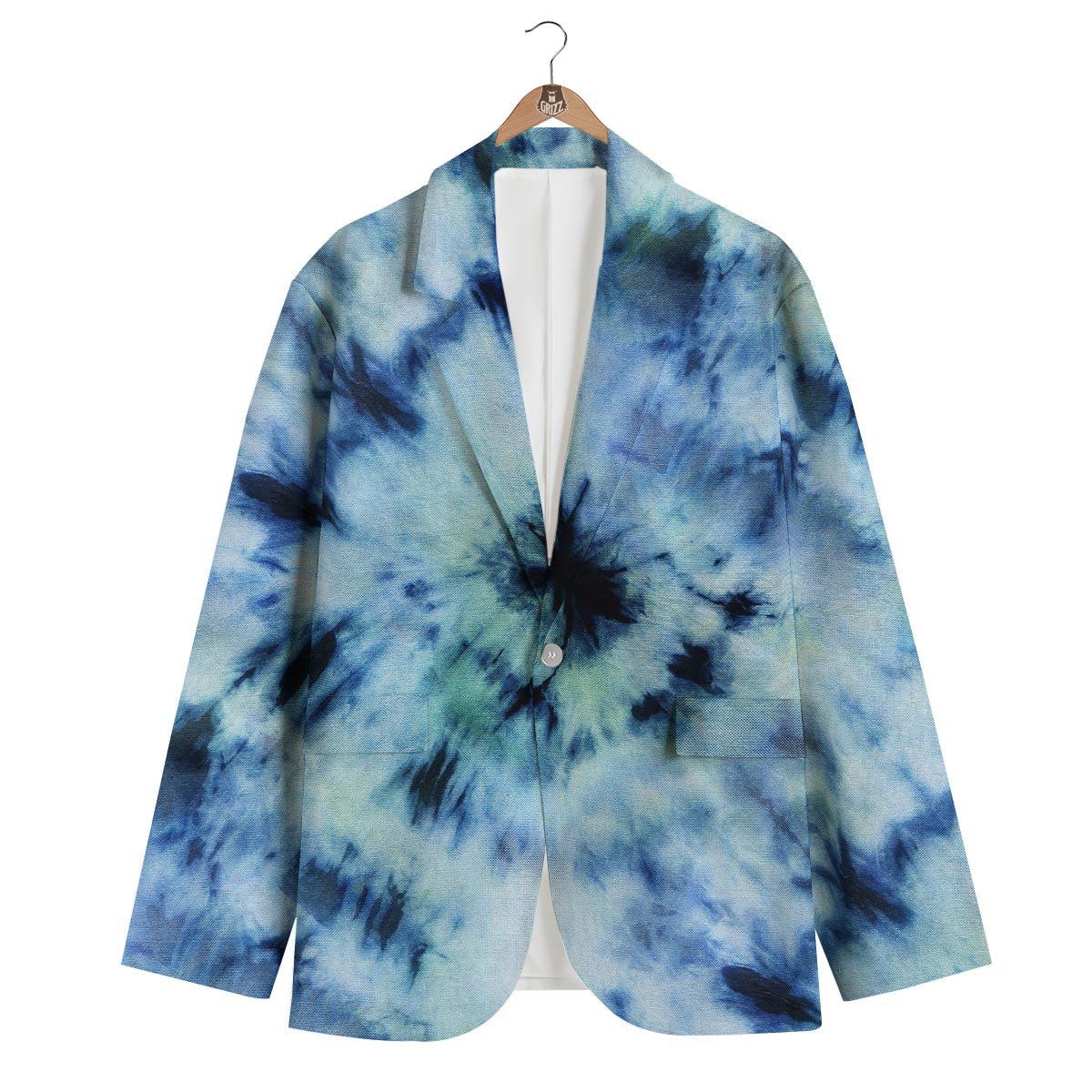 Shibori Tie Dye Print Men's Blazer-grizzshop