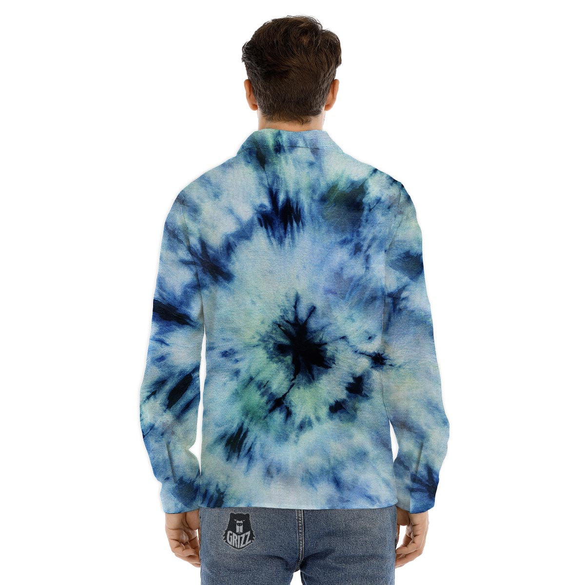 Shibori Tie Dye Print Men's Dress Shirts-grizzshop