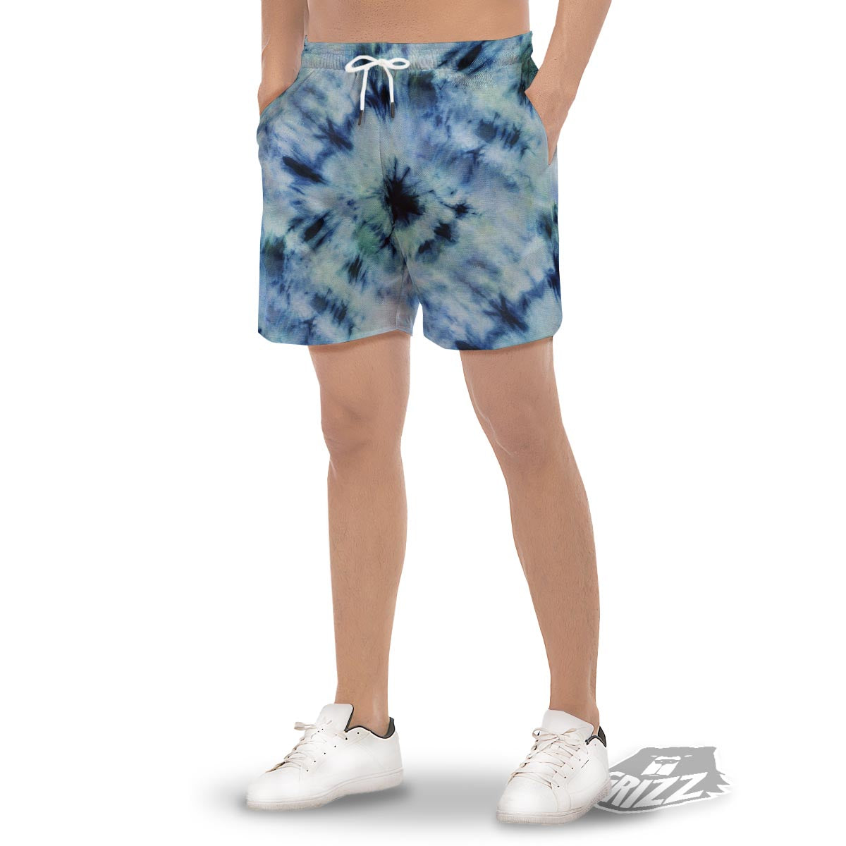 Shibori Tie Dye Print Men's Gym Shorts-grizzshop