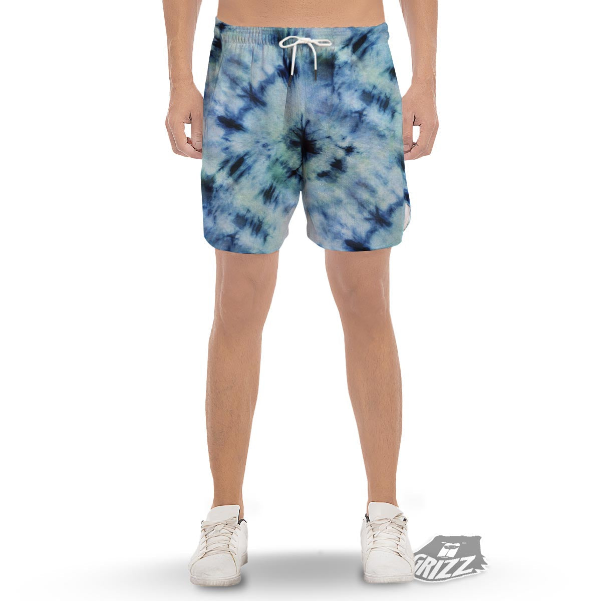 Shibori Tie Dye Print Men's Gym Shorts-grizzshop