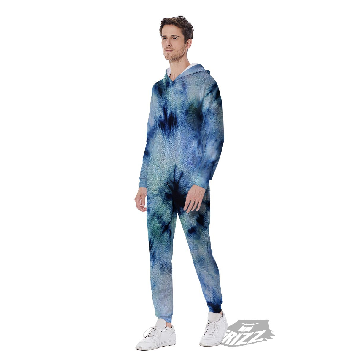 Shibori Tie Dye Print Men's Jumpsuit-grizzshop