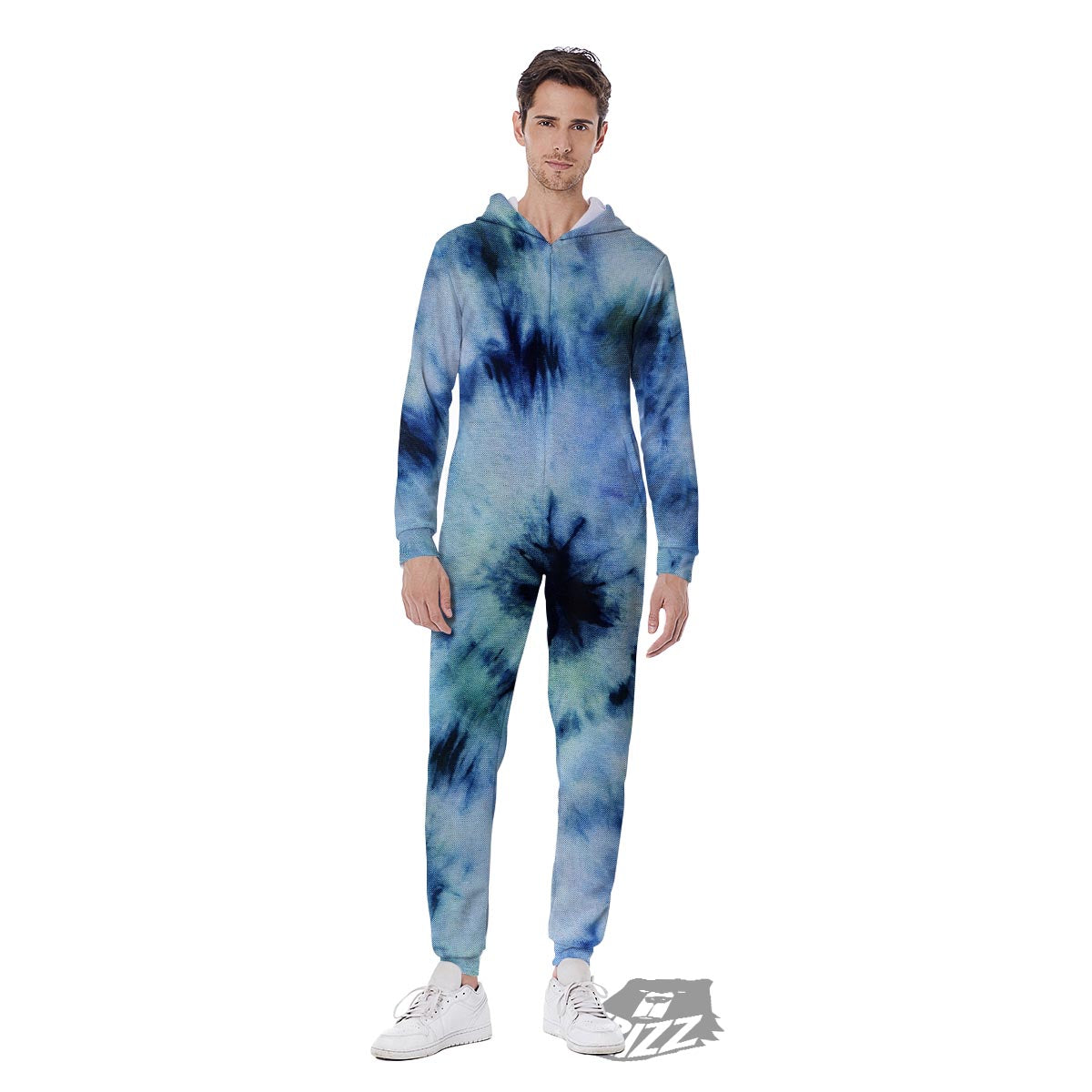 Shibori Tie Dye Print Men's Jumpsuit-grizzshop
