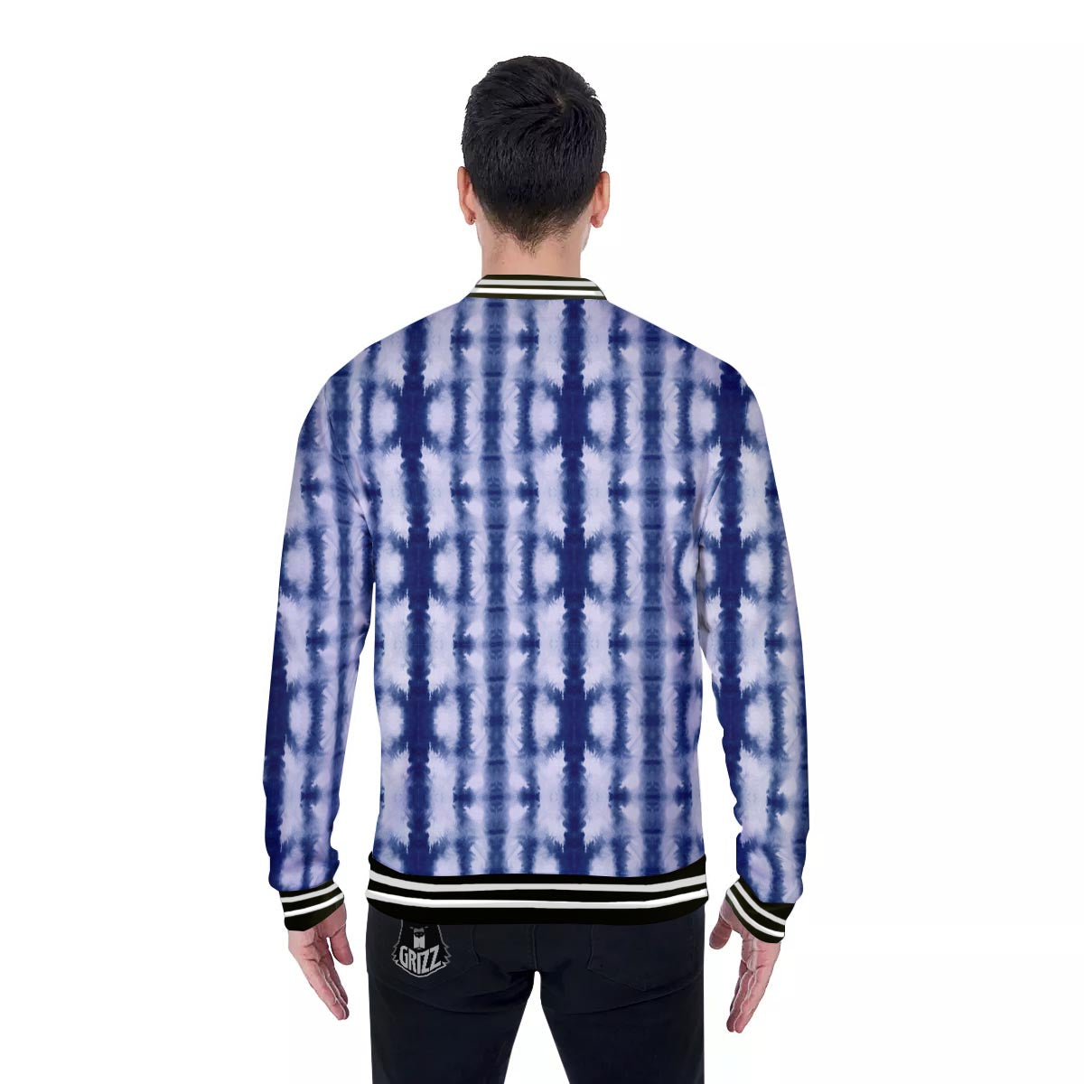 Shibori Tie Dye Print Pattern Baseball Jacket-grizzshop