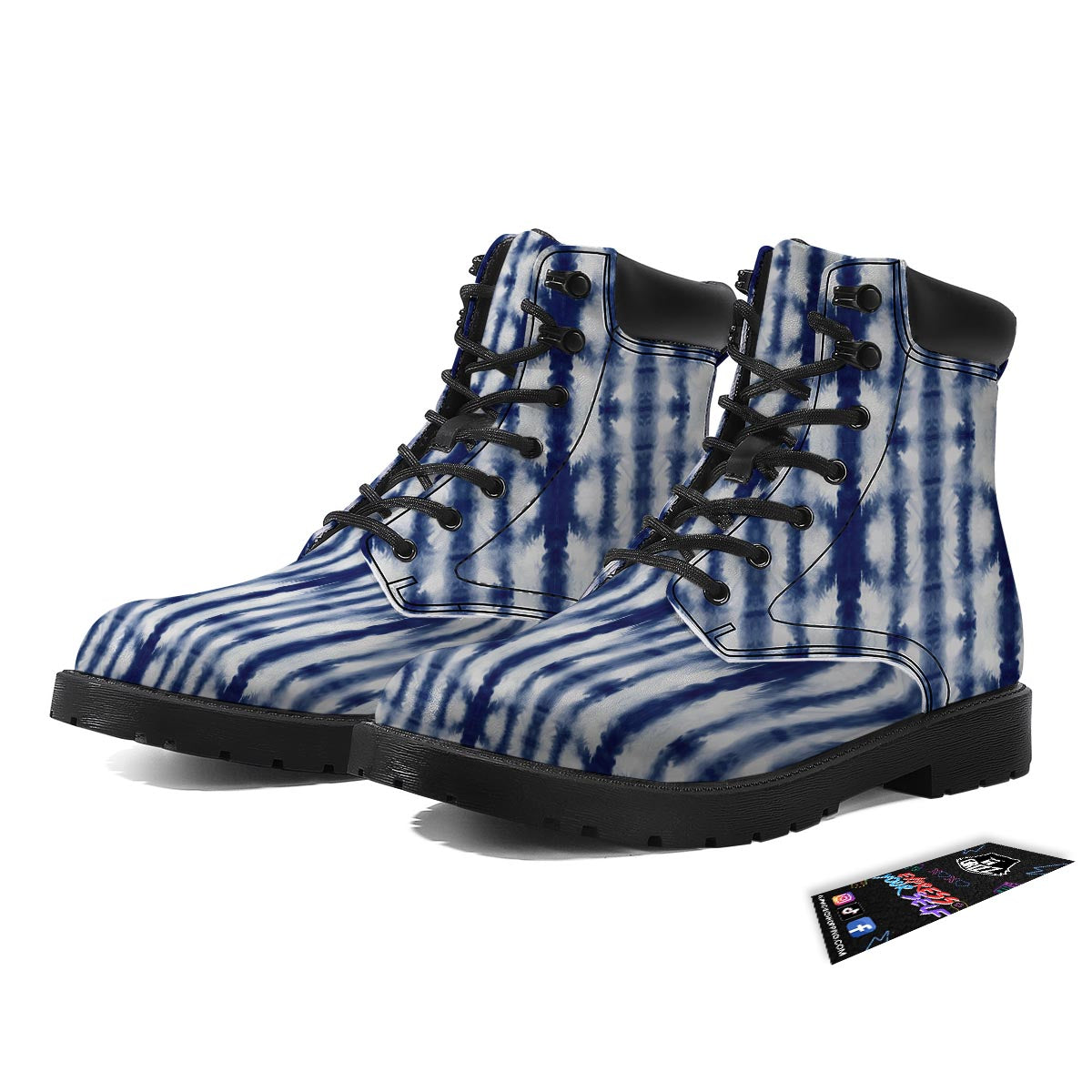 Shibori Tie Dye Print Pattern Boots-grizzshop