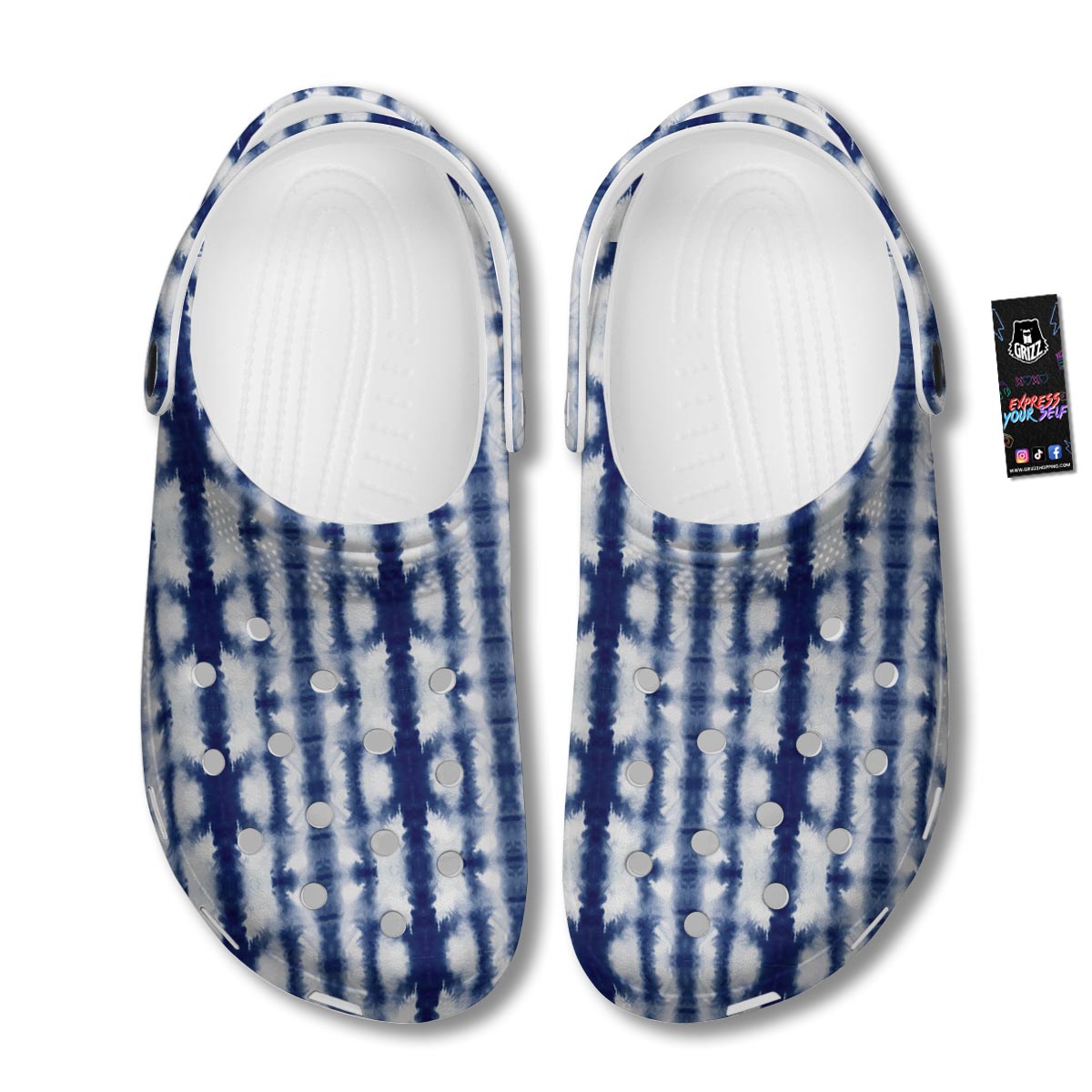 Shibori Tie Dye Print Pattern Clog-grizzshop