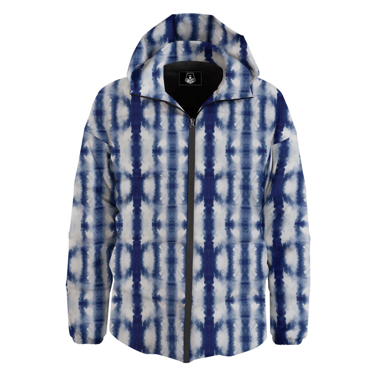 Shibori Tie Dye Print Pattern Down Jacket-grizzshop