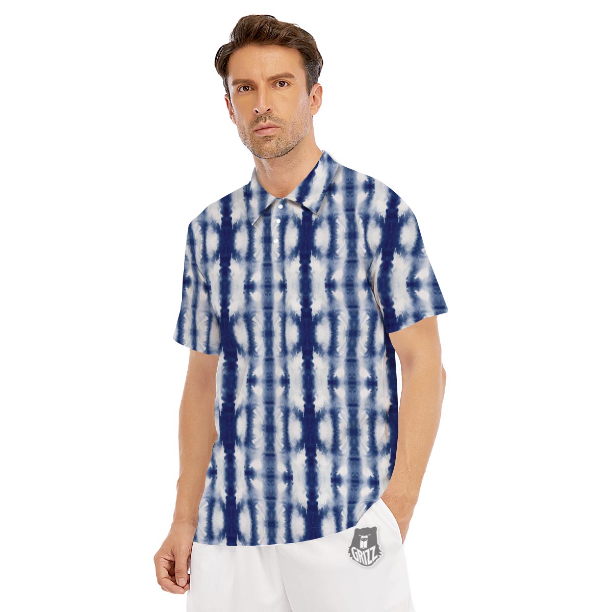 Shibori Tie Dye Print Pattern Men's Golf Shirts-grizzshop