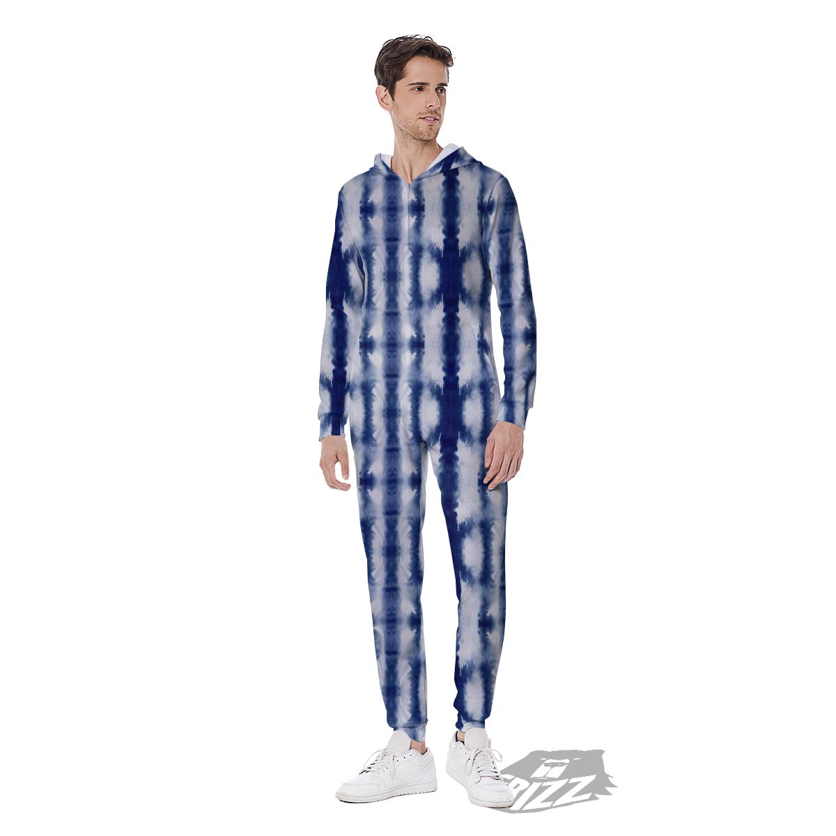 Shibori Tie Dye Print Pattern Men's Jumpsuit-grizzshop
