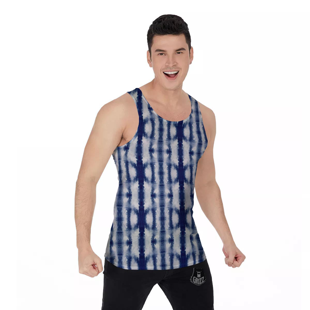 Shibori Tie Dye Print Pattern Men's Tank Top-grizzshop