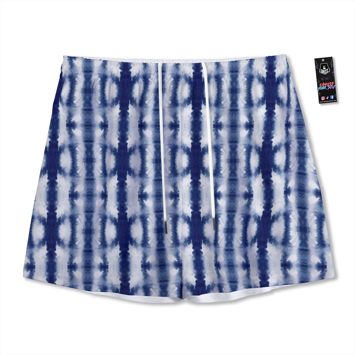 Shibori Tie Dye Print Pattern Mesh Shorts