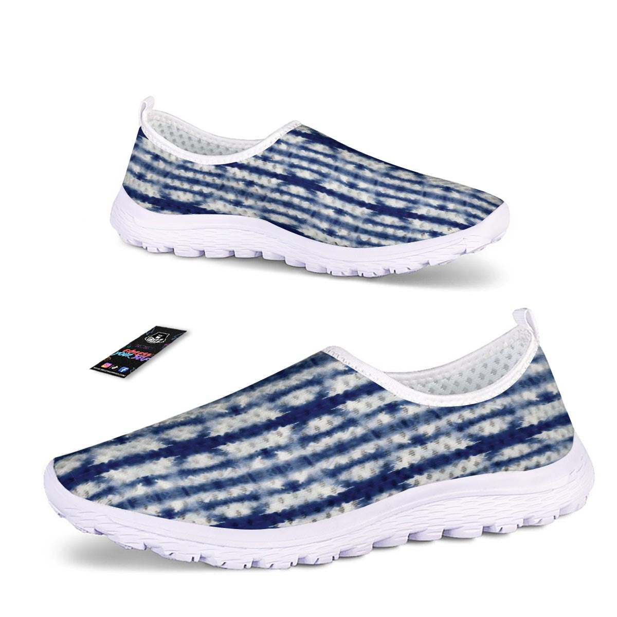 Shibori Tie Dye Print Pattern Nurse Shoes-grizzshop