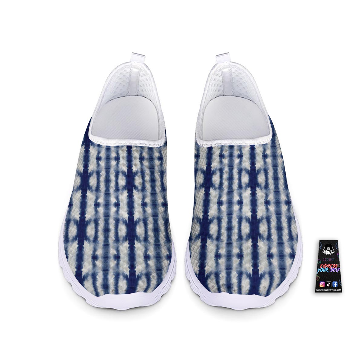 Shibori Tie Dye Print Pattern Nurse Shoes-grizzshop