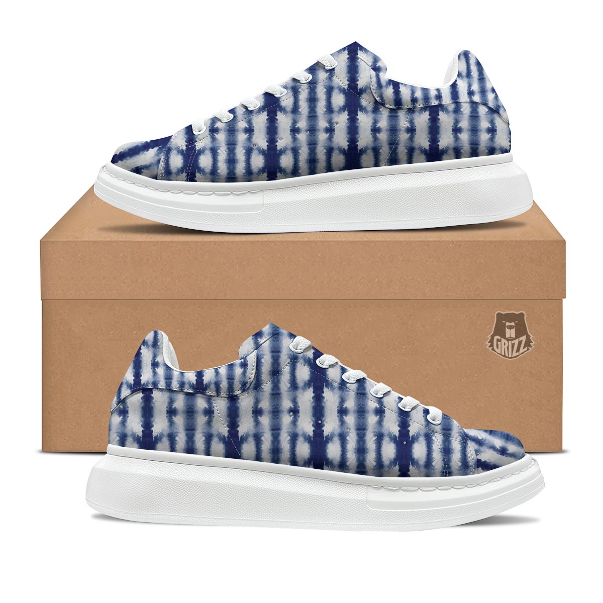 Shibori Tie Dye Print Pattern Platform Shoes-grizzshop
