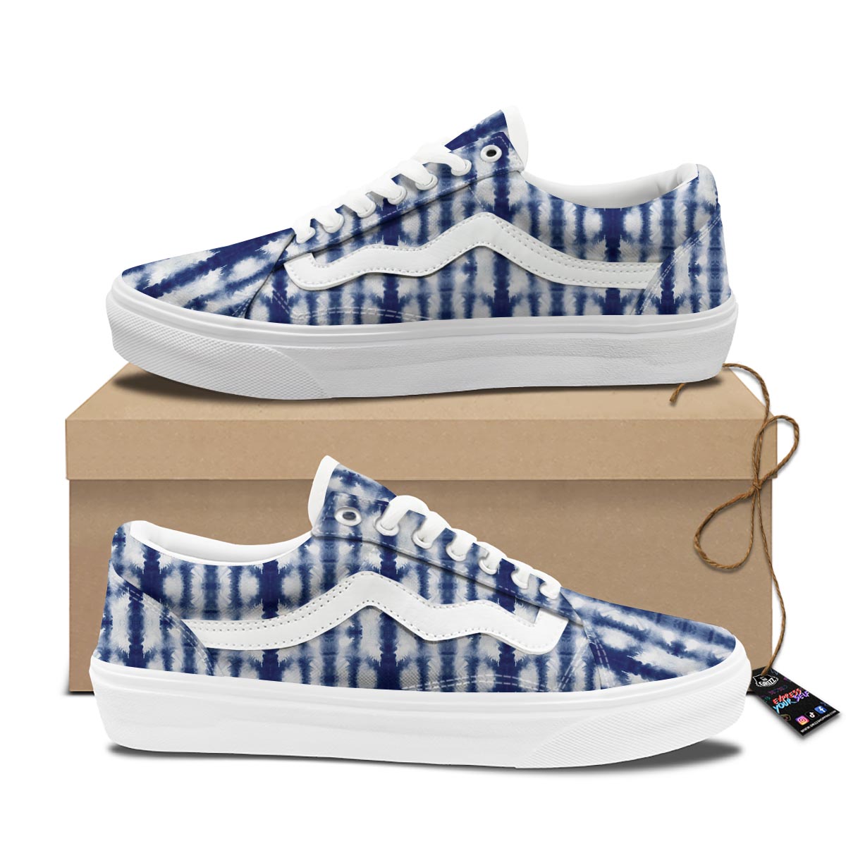 Shibori Tie Dye Print Pattern Skate Shoes-grizzshop