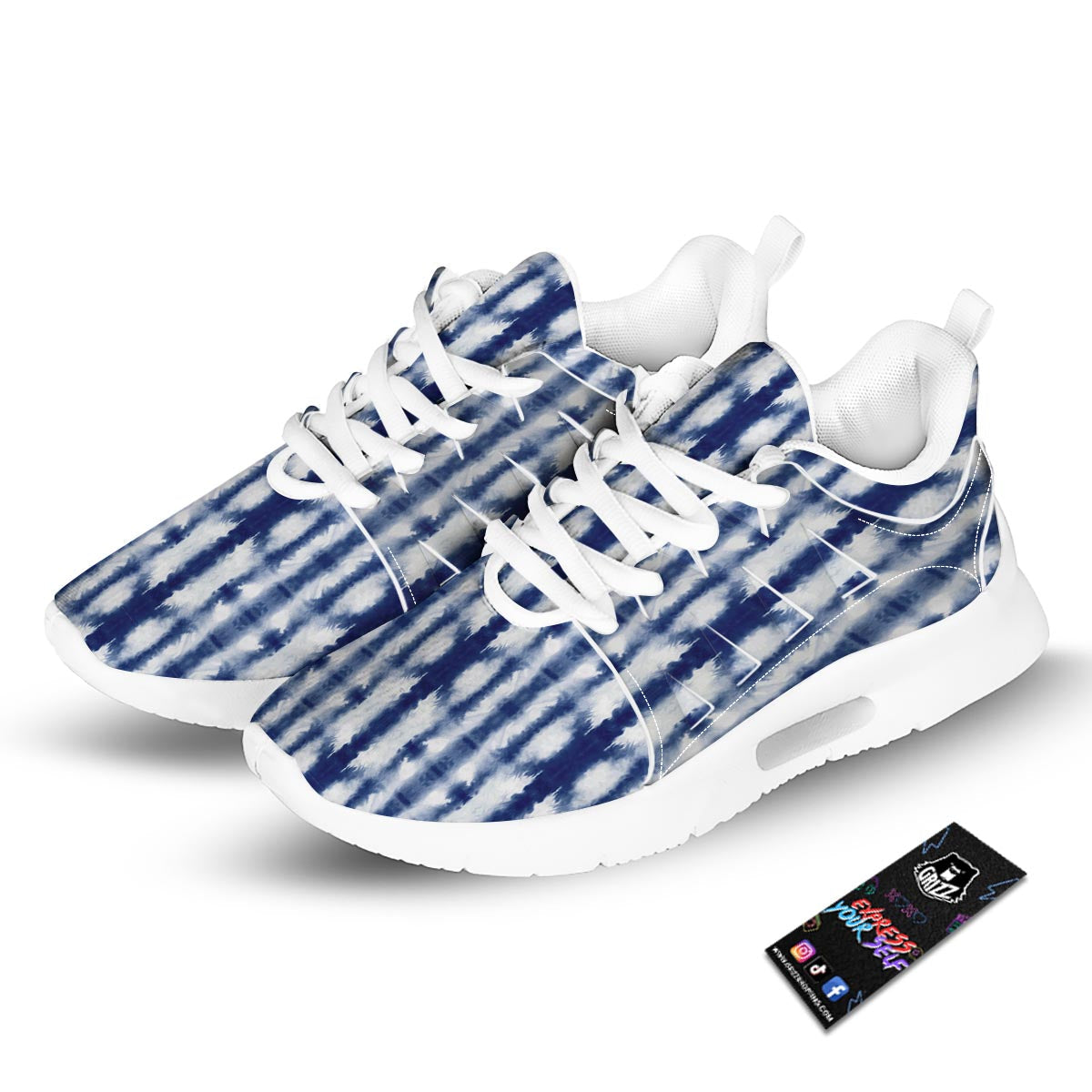 Shibori Tie Dye Print Pattern Tennis Shoes-grizzshop