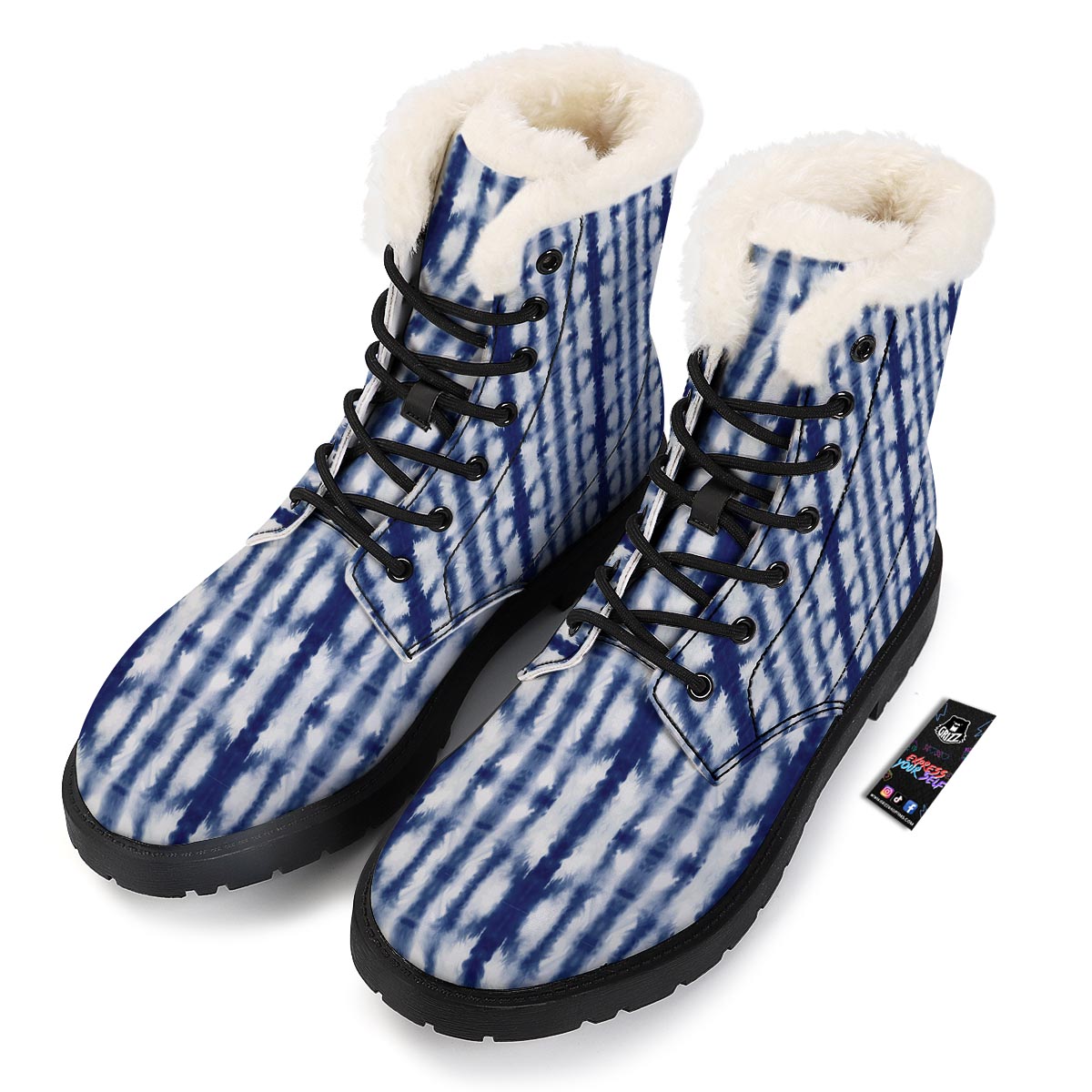 Shibori Tie Dye Print Pattern Winter Boots-grizzshop