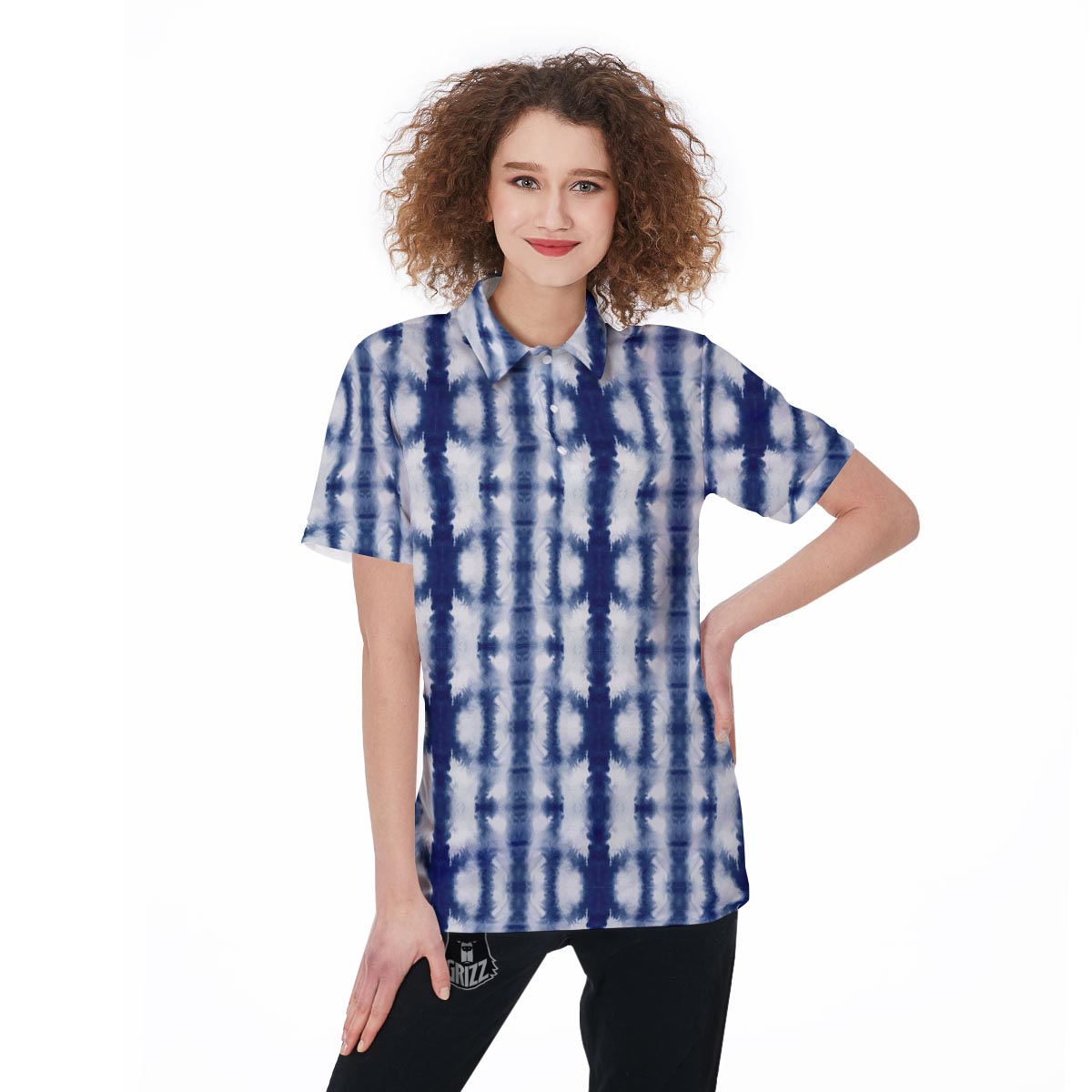 Shibori Tie Dye Print Pattern Women's Golf Shirts-grizzshop