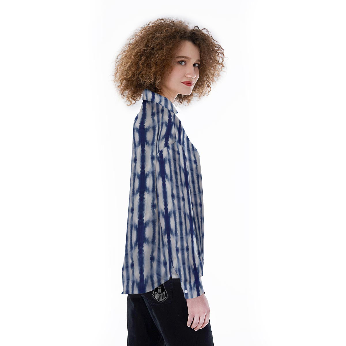 Shibori Tie Dye Print Pattern Women's Long Sleeve Shirts-grizzshop