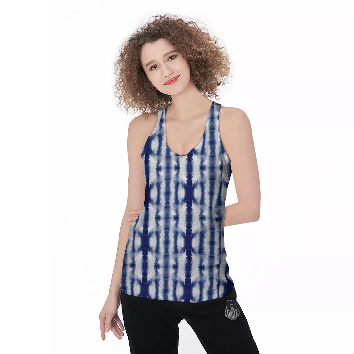Shibori Tie Dye Print Pattern Women's Racerback Tank Top-grizzshop