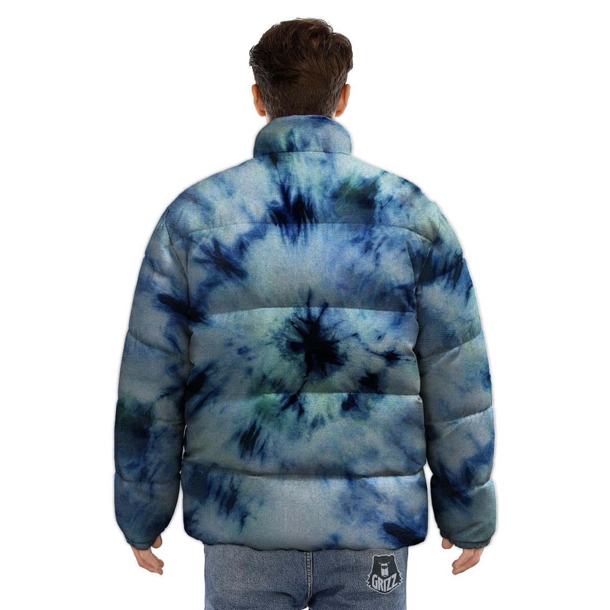 Shibori Tie Dye Print Puffer Jacket-grizzshop