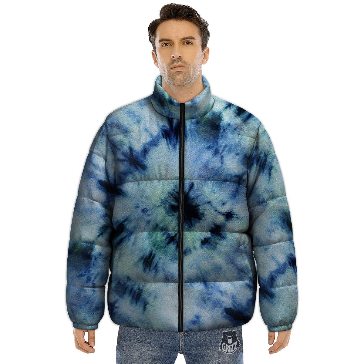Shibori Tie Dye Print Puffer Jacket-grizzshop