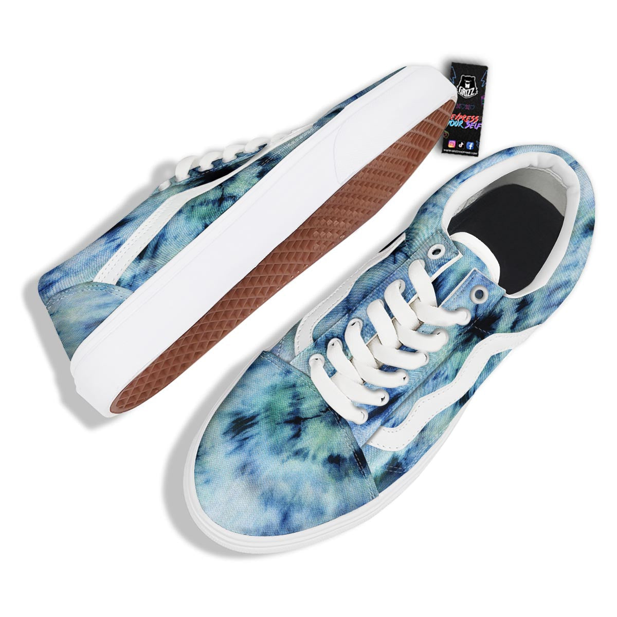 Shibori Tie Dye Print Skate Shoes-grizzshop