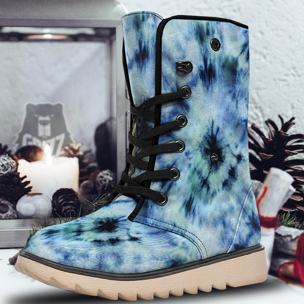 Shibori Tie Dye Print Snow Boots-grizzshop