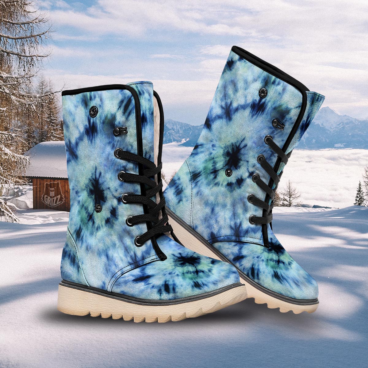 Shibori Tie Dye Print Snow Boots-grizzshop