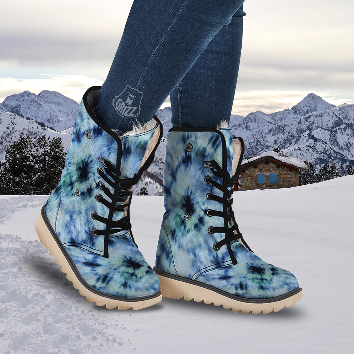 Shibori Tie Dye Print Snow Boots-grizzshop