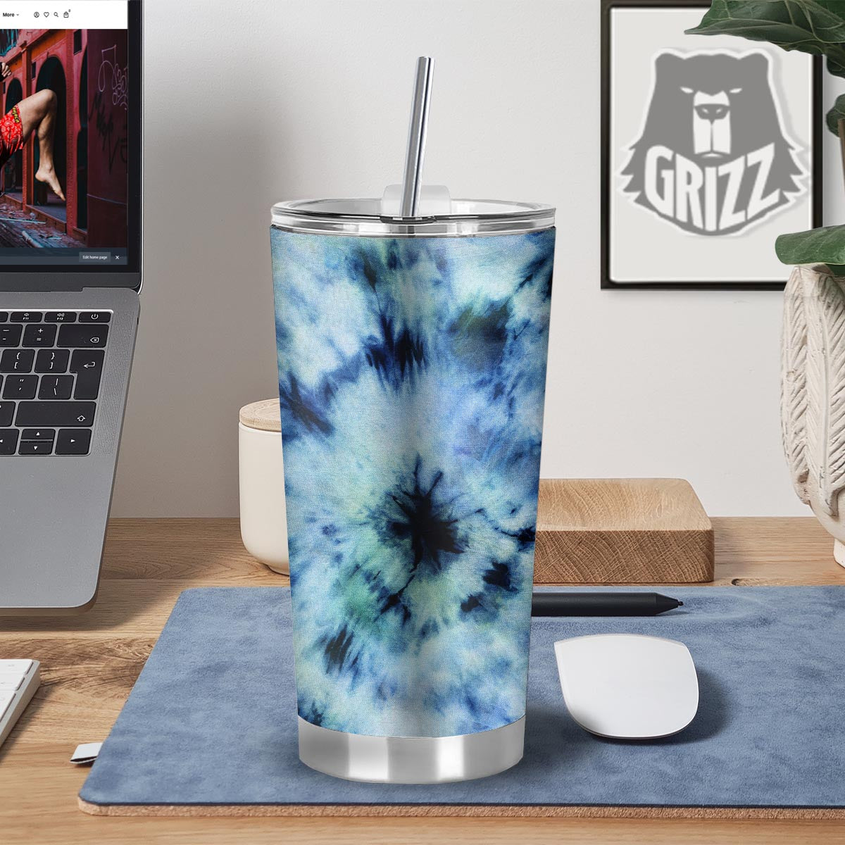 Shibori Tie Dye Print Tumbler-grizzshop