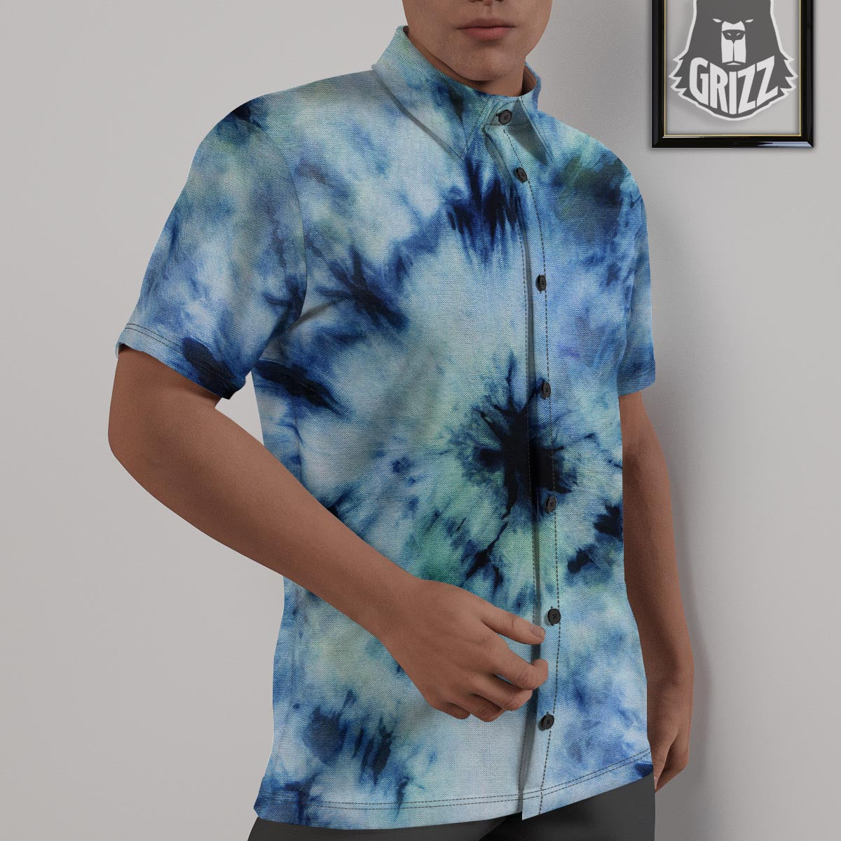 Shibori Tie Dye Print Untucked Shirts-grizzshop