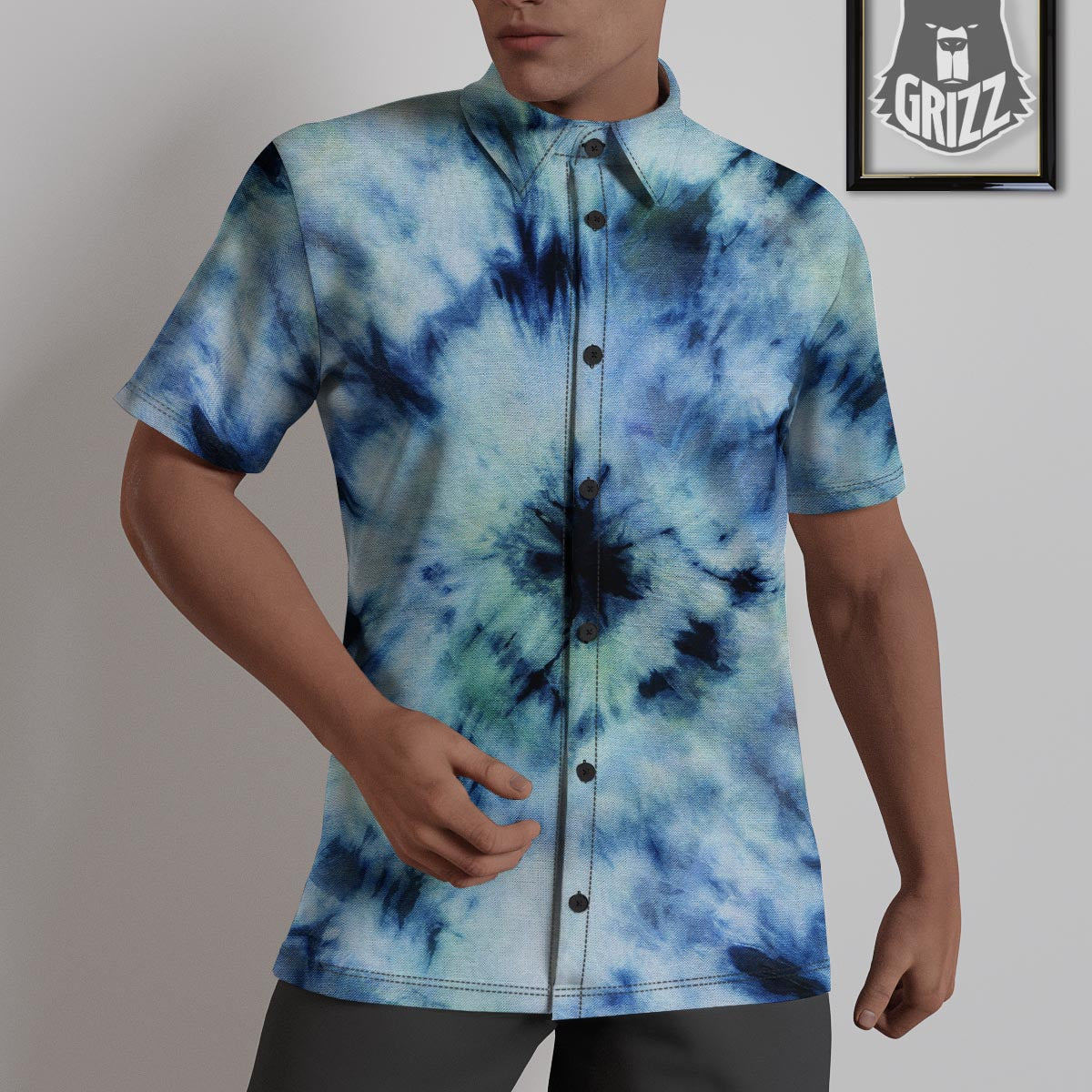 Shibori Tie Dye Print Untucked Shirts-grizzshop